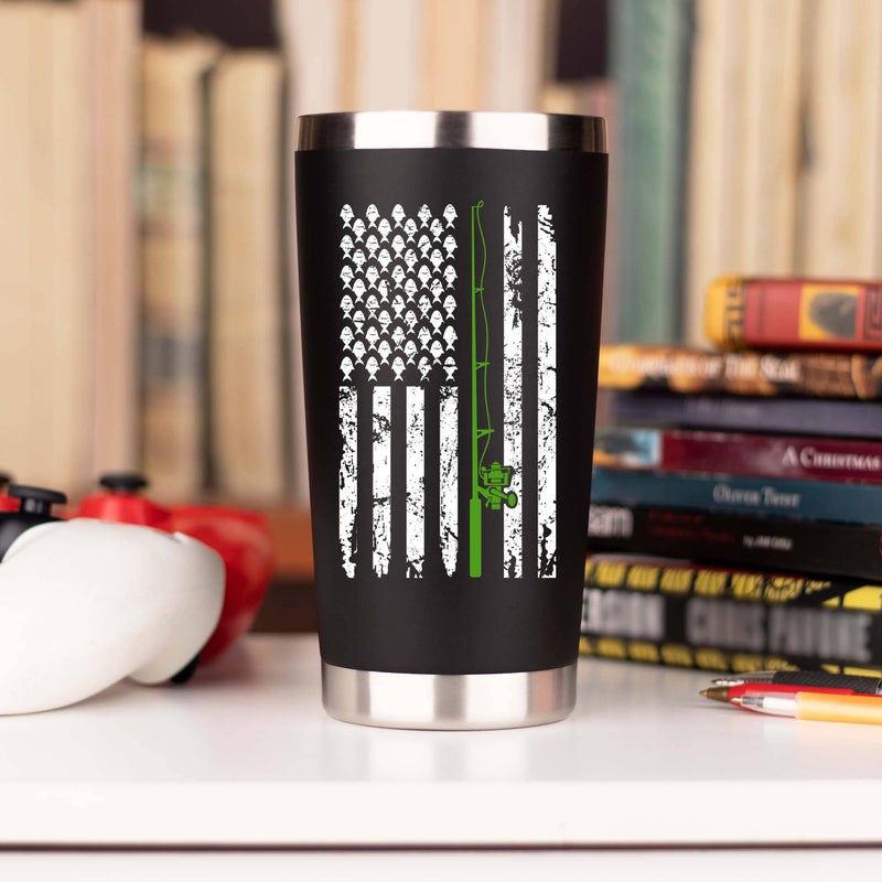 JENVIO Fishing for Men | Stainless Steel Travel Tumbler/Mug with 2 Lids and 2 Straws for Coffee or Cold Drinks | Funny Fly Fisherman Decor Themed Stuff Valentine's Day Gift (20 Ounce) - Image 5